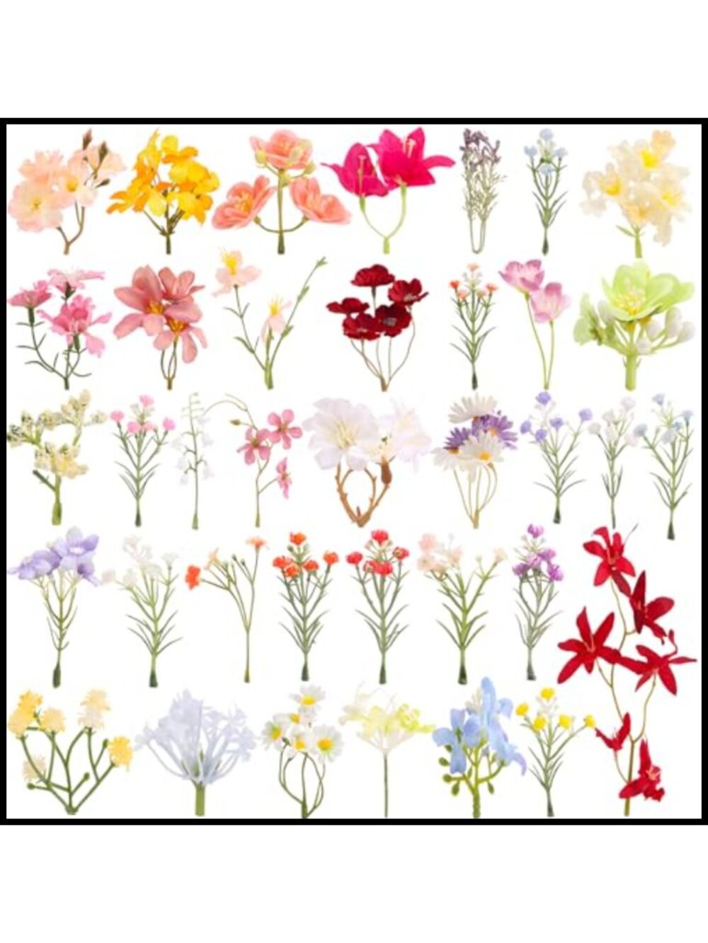 37Pcs Mini Artificial Flowers Faux DIY Bouquets Bridal Shower Cake Decor